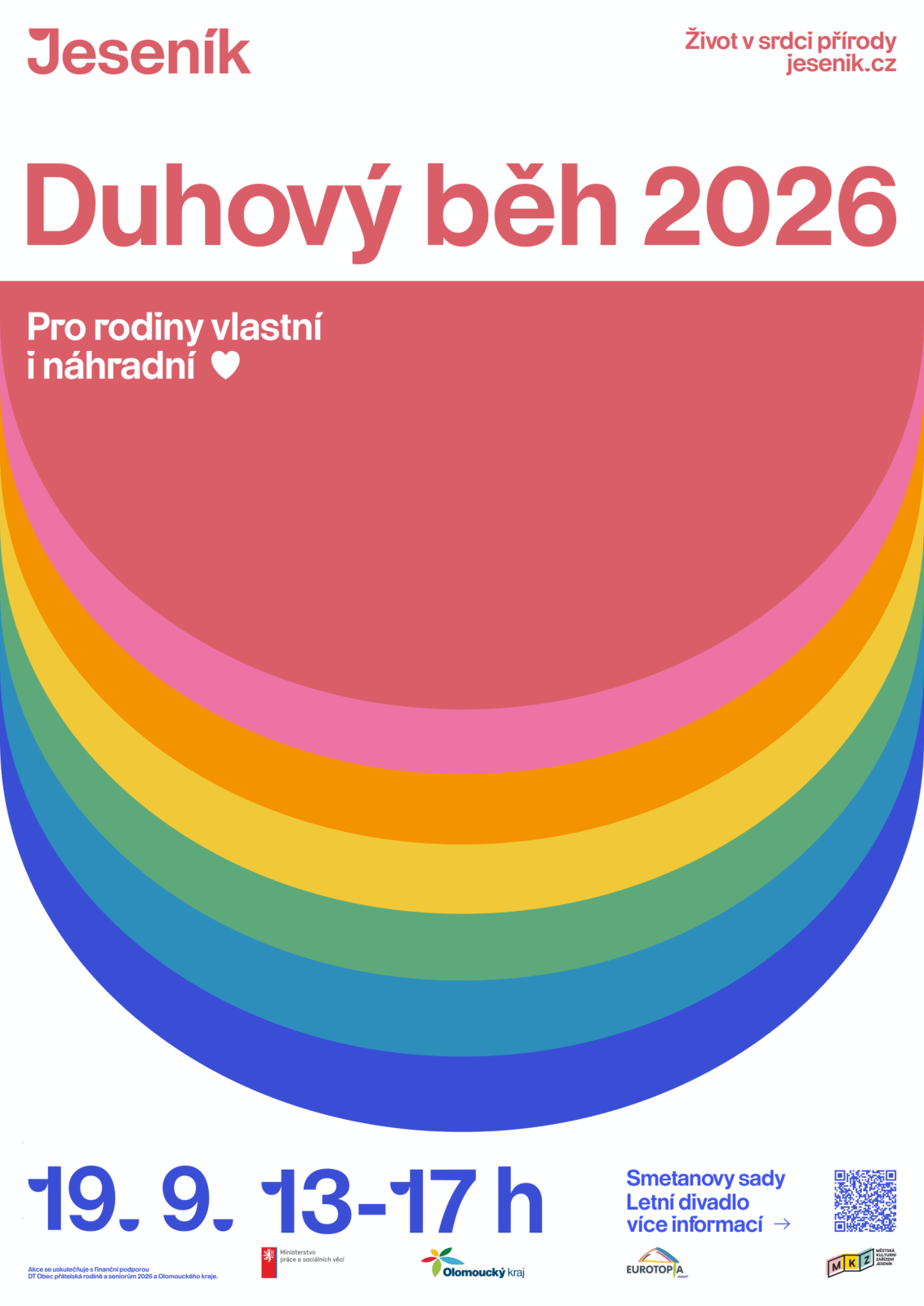 Duhový běh města Jeseník pro rodiny vlastní i náhradní 2026